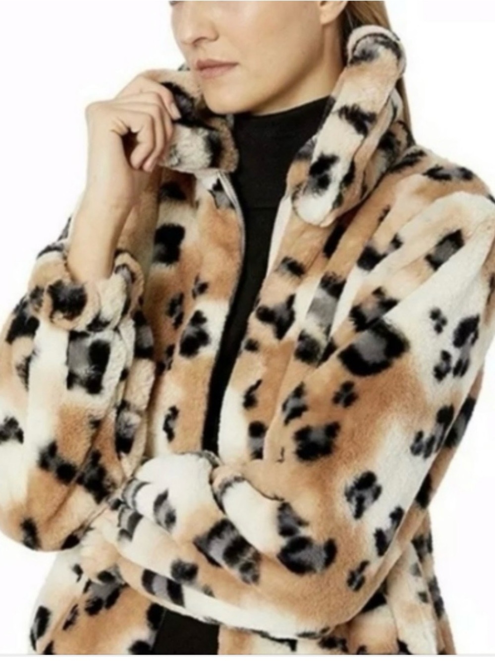 Rebecca Taylor Leopard-Print Faux Fur Jacket - Tan, Black & White US S
